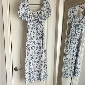 Floral Blue and White Dress